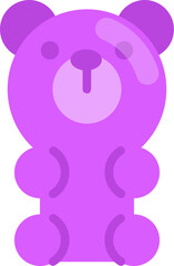 Purple gummy bear candy icon for kids
