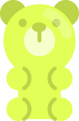 Yellow gummy bear candy icon for kids
