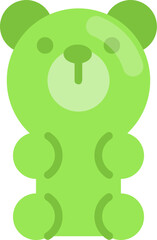 Green gummy bear candy icon for kids