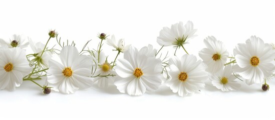 Elegant Minimalism: Delicate White Flowers on a Pure White Background