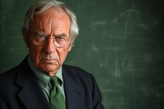 Superb businessman, copy space of arrogant and bitter professor who gives envy for his social status and green money