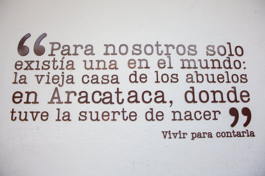 ARACATACA, COLOMBIA - FEBRUARY 1, 2024:  Museum House where the Colombian Nobel Prize of literature Gabriel Garcia Marquez was born in Aracataca. Fragments about the house in his books.