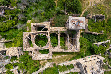 Ruins of abandoned village of Tiermas in Spain, Summer 2023