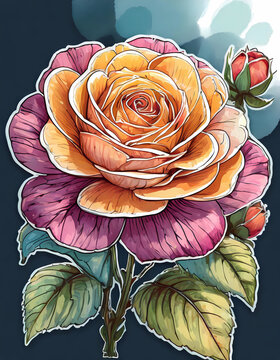  individual floribunda roses depicted in realistic botanical illustration