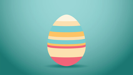 Easter Egg flat vector illustration with colorful egg. Blue gradient background. Can be used for banners, posters, backgrounds, landing pages, greeting cards, covers, etc.