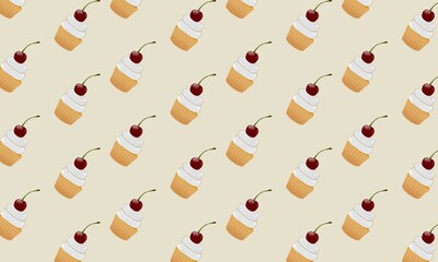 seamless pattern with cupcakes