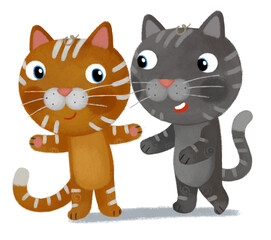 cartoon scene with cat friends spending time together having fun illustration for children