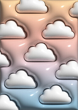Ilustración para fondo de pantalla de celular con motivo de cielo en efecto 3D y degradado