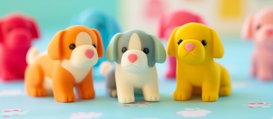 Obraz premium Adorable small dogs sitting on a table, a charming canine display