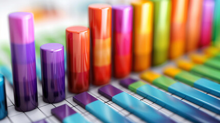 Fototapeta premium Colorful charts illustrating the ebb and flows of business financials.