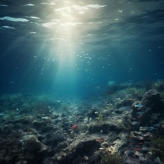Fototapeta na wymiar Underwater plastic pollution