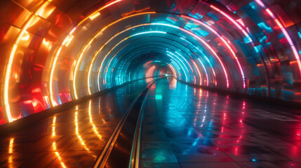 Rainbow Tunnel Vibrant Dark Illustration.