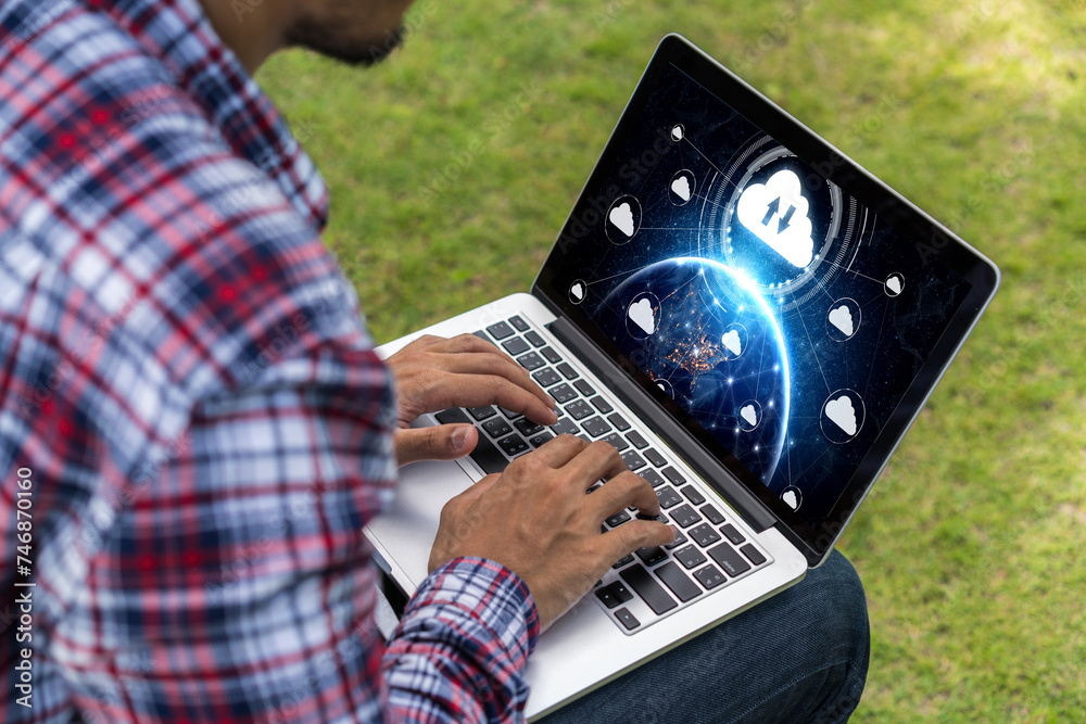 Poster cloud computing software for modish remote work and personal data storage