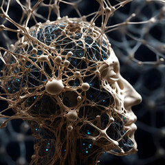 A fusion of biology and technology representing concepts of neural networks and artificial intelligence.