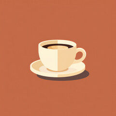 Obraz premium Steamy Morning Café: A Simplicity-Inspired Composition of Breakfast Symbol, Cappuccino Cup, and Symbolic Coffee Icons on a Fresh White Background