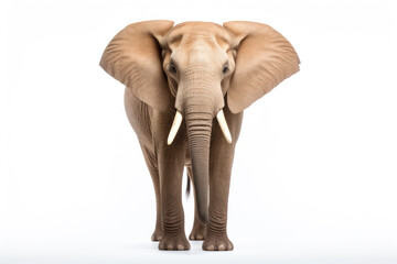 Obraz premium Powerful Presence: Majestic Elephant's Strong Trunk and Enormous Ivory Tusks Standing Tall in the African Wilderness