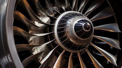 Fototapeta na wymiar Intricate Jet Engine Turbine Detail in Sunlight. Generative ai