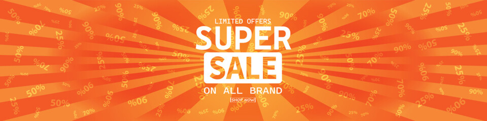 Fototapeta premium Sale banner template design . Super Sale, end of season special offer banner. vector illustration.