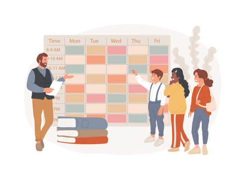 School curriculum isolated concept vector illustration. Homeschooling program, K-12 school subjects, education, teaching plan, curriculum overview, academic course content vector concept.