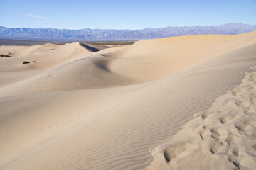 Footprints in the sand at the Mesquite Flat Sand Dunes, Death Valley National Park, California