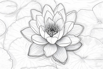 Coloring Pages of blossom Lotus flower in pond