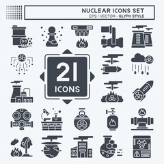 Icon Set Nuclear. related to Nuclear symbol. glyph style. simple design editable. simple illustration