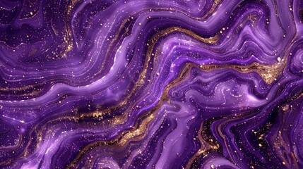 Elegant Purple and Gold Marble Texture Background for Luxury Design, Abstract Art with Swirling Patterns