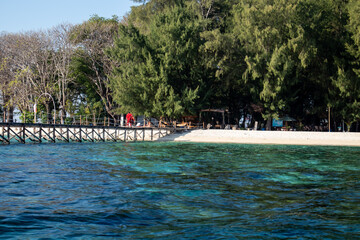 a man standing on a wooden pier overlooking the ocean.