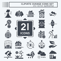 Icon Set Climate Change. related to Science symbol. glyph style. simple design editable. simple illustration