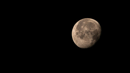 Moon Closeup Showing the Details of Lunar Surface in the Night