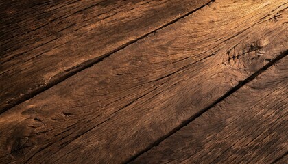 Background texture of old dark brown wood with defects. Copy space text 