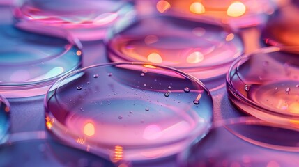 An abstract background with pink, purple, and blue glass spheres. 