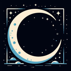 Naklejka premium Moon and stars frame - vector frame - invitation card 