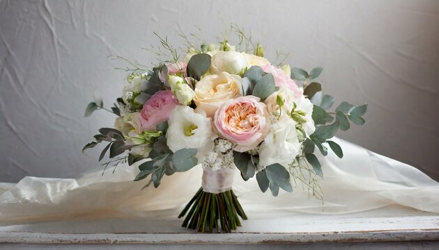 Fabulous wedding bouquet . White background.