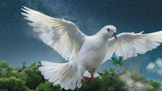 burung merpati putih yang cantik yang sedang terbang diindahnya alam