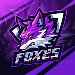 Fox head esport mascot logo design © Visink.art