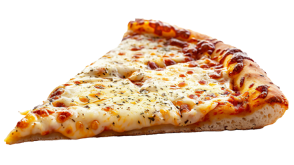 illustration of a slice of pizza with very melted cheese, transparent background