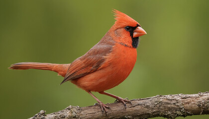 Fototapeta premium A Red Cardinal bird perched majestically on a branch