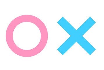 Obraz premium ピンク色と水色｜シンプルなまるばつマーク