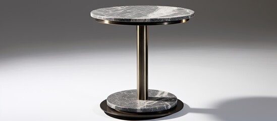 A round marble table with a metal base is featured in this scene. The table exudes elegance and sophistication, with a luxurious design that adds a touch of class to any living space.