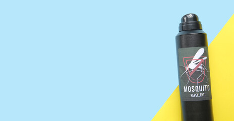 Mosquito repellent on color background with space for text