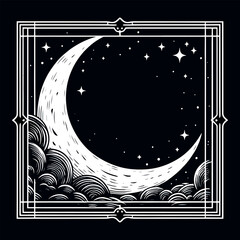 Moon and stars frame - vector frame - invitation card  © Kira