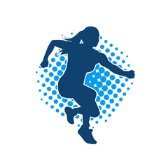 Silhouette of a sporty woman in running pose. Silhouette of a female run pose.