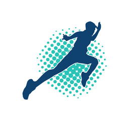 Silhouette of a sporty man in running pose. Silhouette of a male run pose.