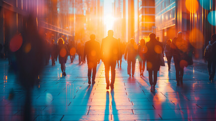 Abstract Image of Business People Walking on the Street.
