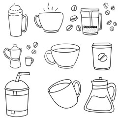 hand drawn coffee and cup illustration