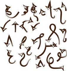 Isolated vector hand drawn arrows set on a white background