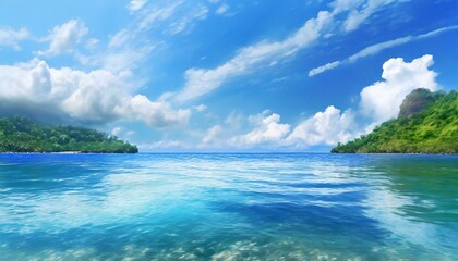 Perfect sky and water of ocean. Travel, holdiay, summer concept.	