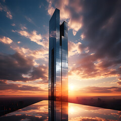 Futuristic Architectural Wonder Dominating the Sunset Cosmos - Reflections of Beauty