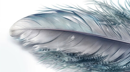 watercolor gentle feathers, pastel grey tones with blue, generated ai image